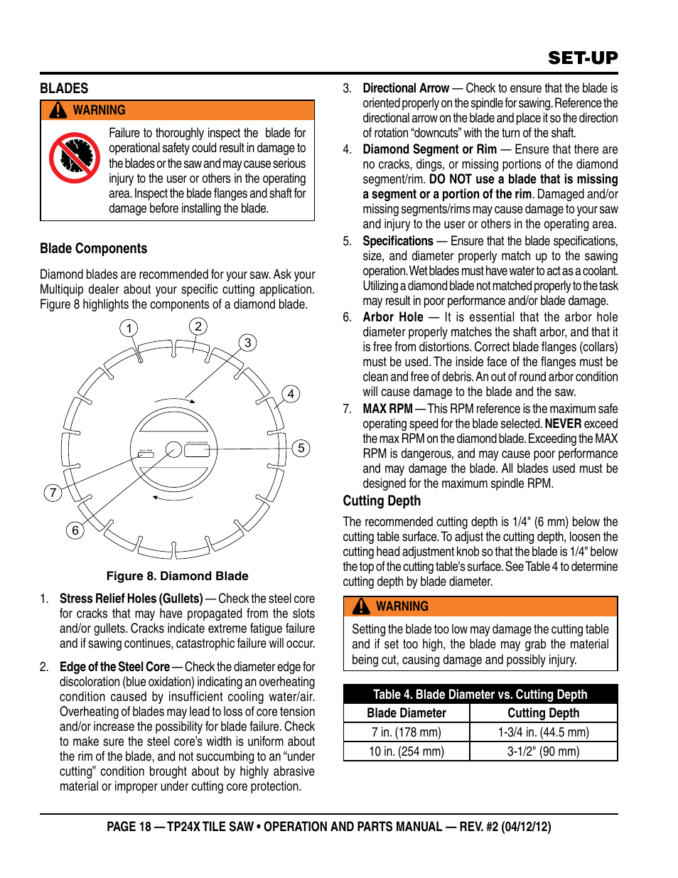 Set-up | Multiquip TP24X User Manual | Page 18 / 52