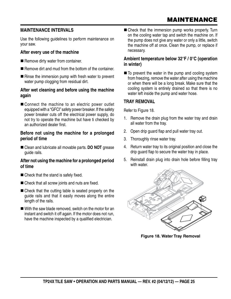 Maintenance | Multiquip TP24X User Manual | Page 25 / 52
