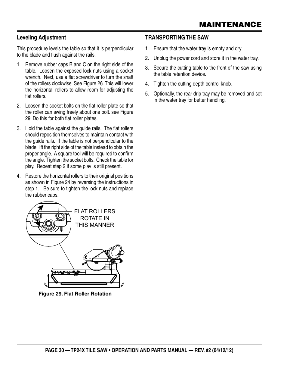 Maintenance | Multiquip TP24X User Manual | Page 30 / 52