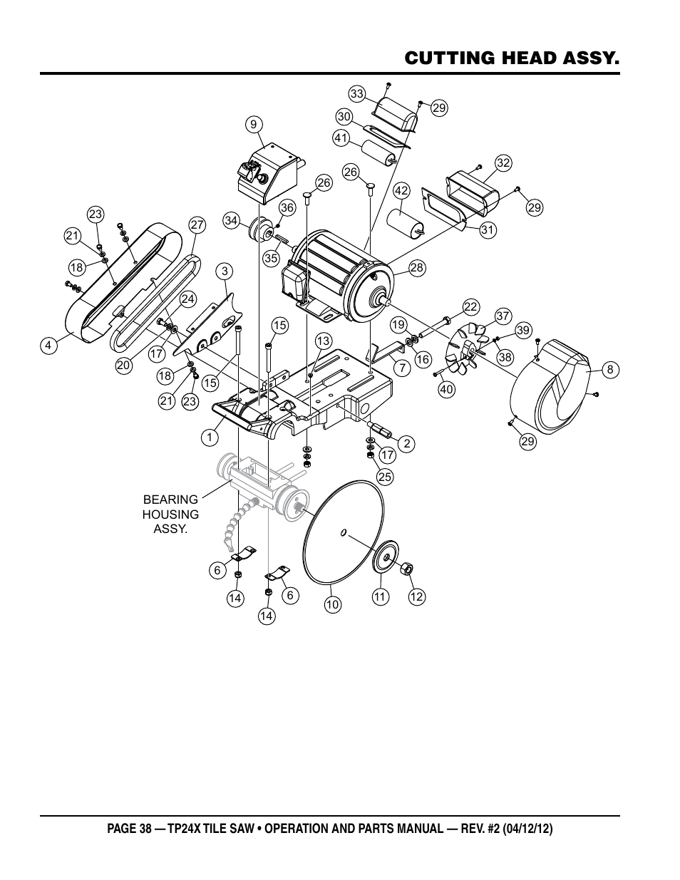 Cutting head assy | Multiquip TP24X User Manual | Page 38 / 52