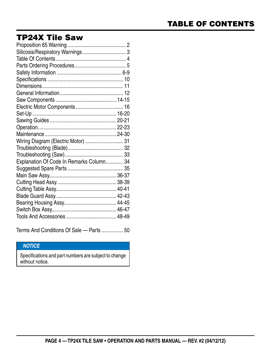 Multiquip TP24X User Manual | Page 4 / 52