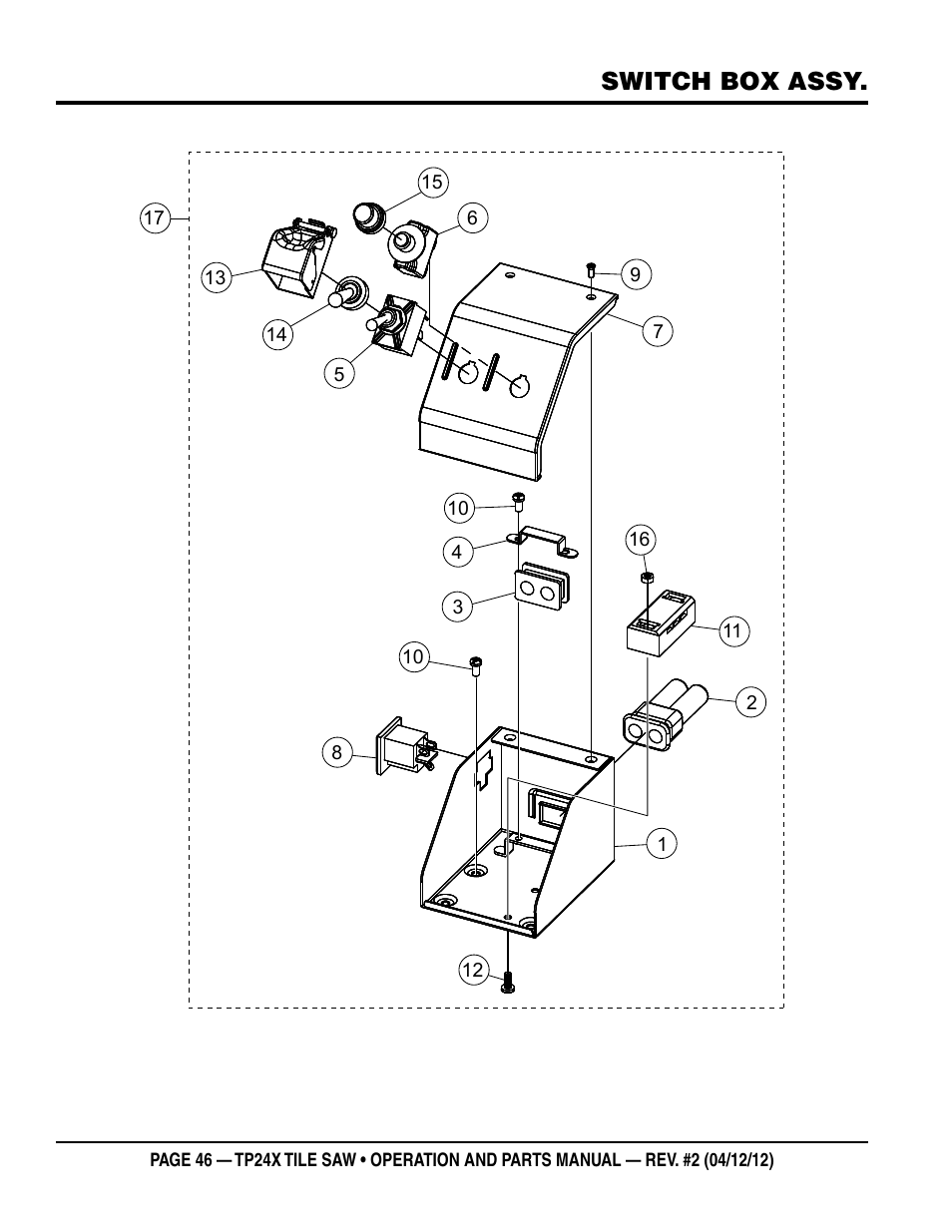 Switch box assy | Multiquip TP24X User Manual | Page 46 / 52