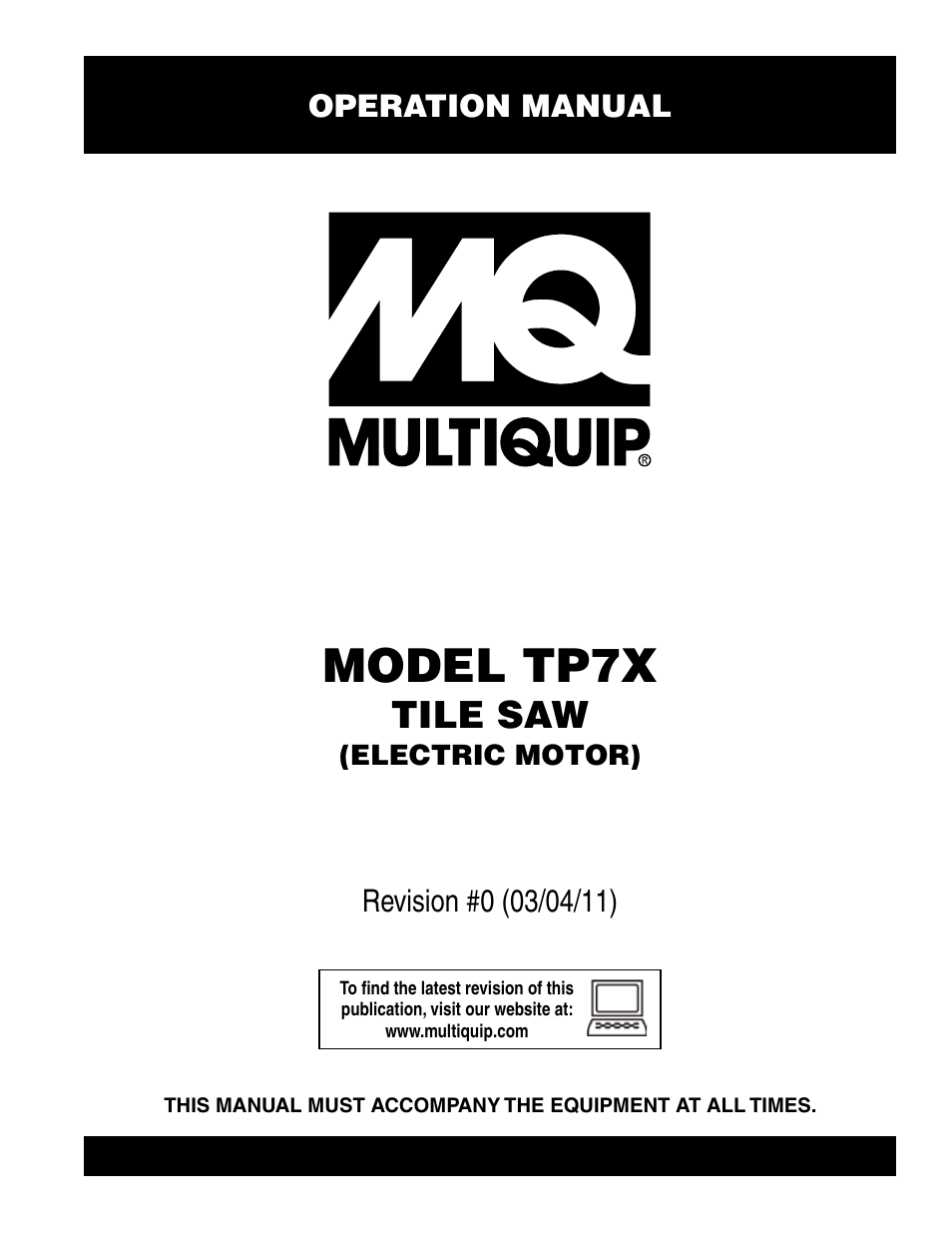 Multiquip TP7X User Manual | 32 pages