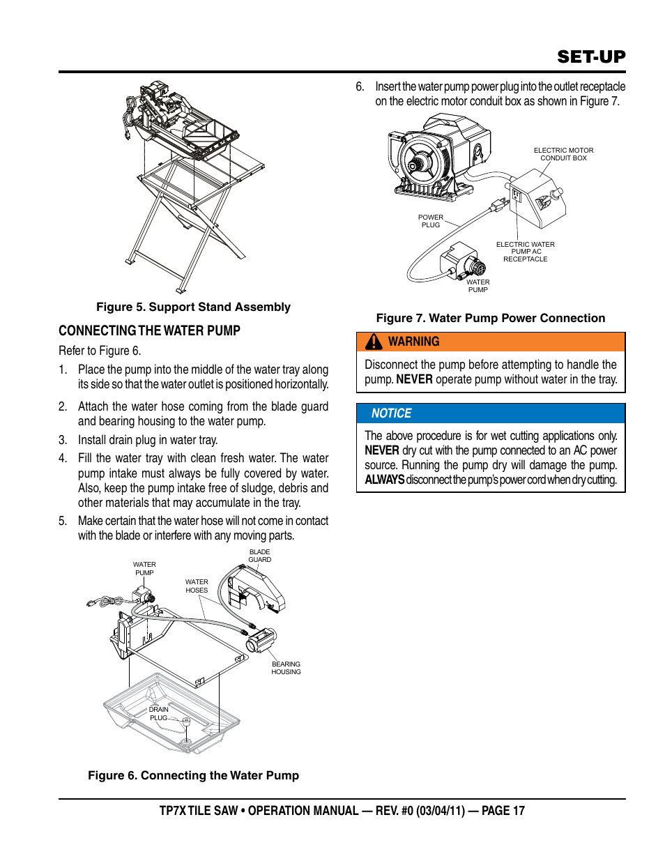 Set-up, Connecting the water pump | Multiquip TP7X User Manual | Page 17 / 32