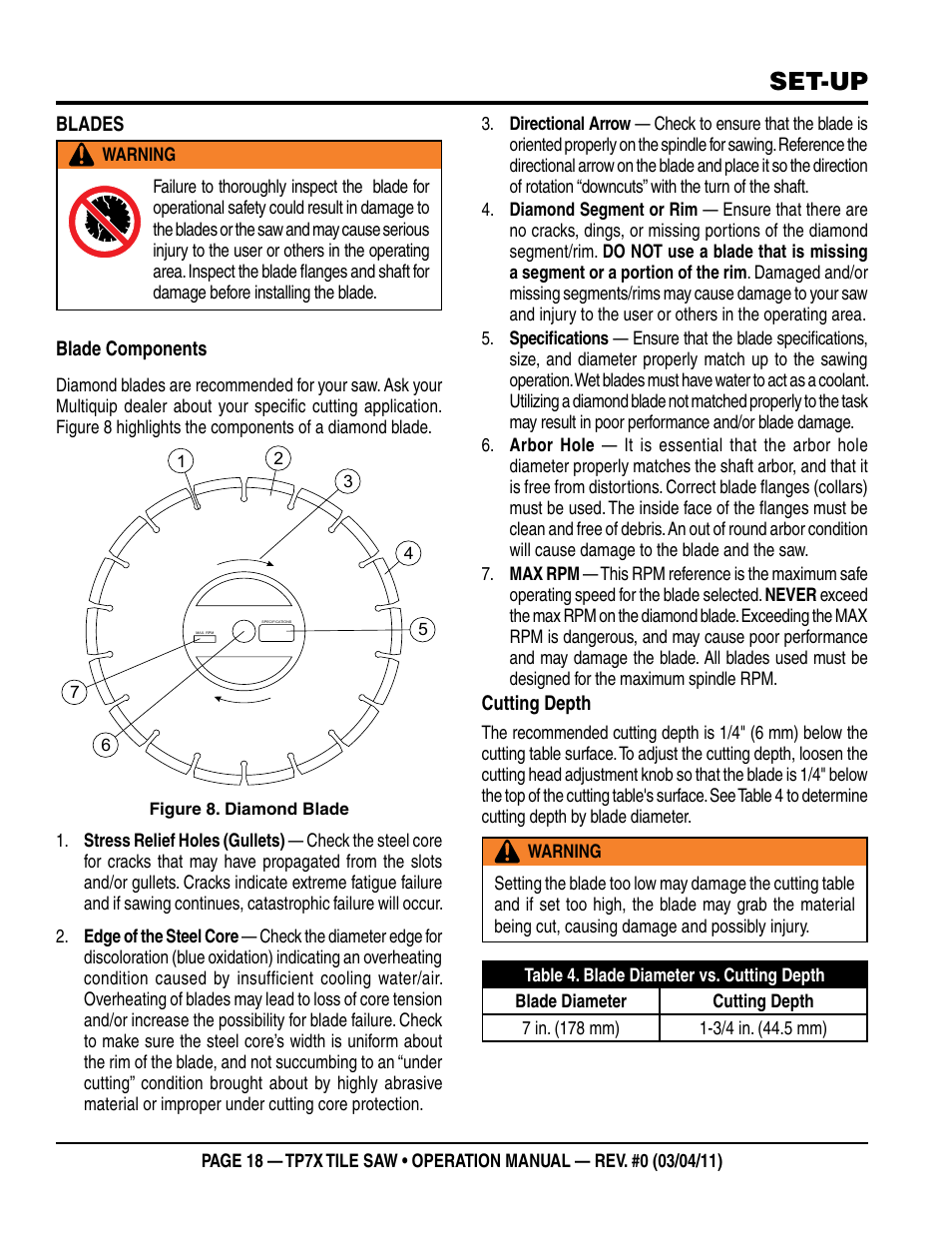 Set-up | Multiquip TP7X User Manual | Page 18 / 32