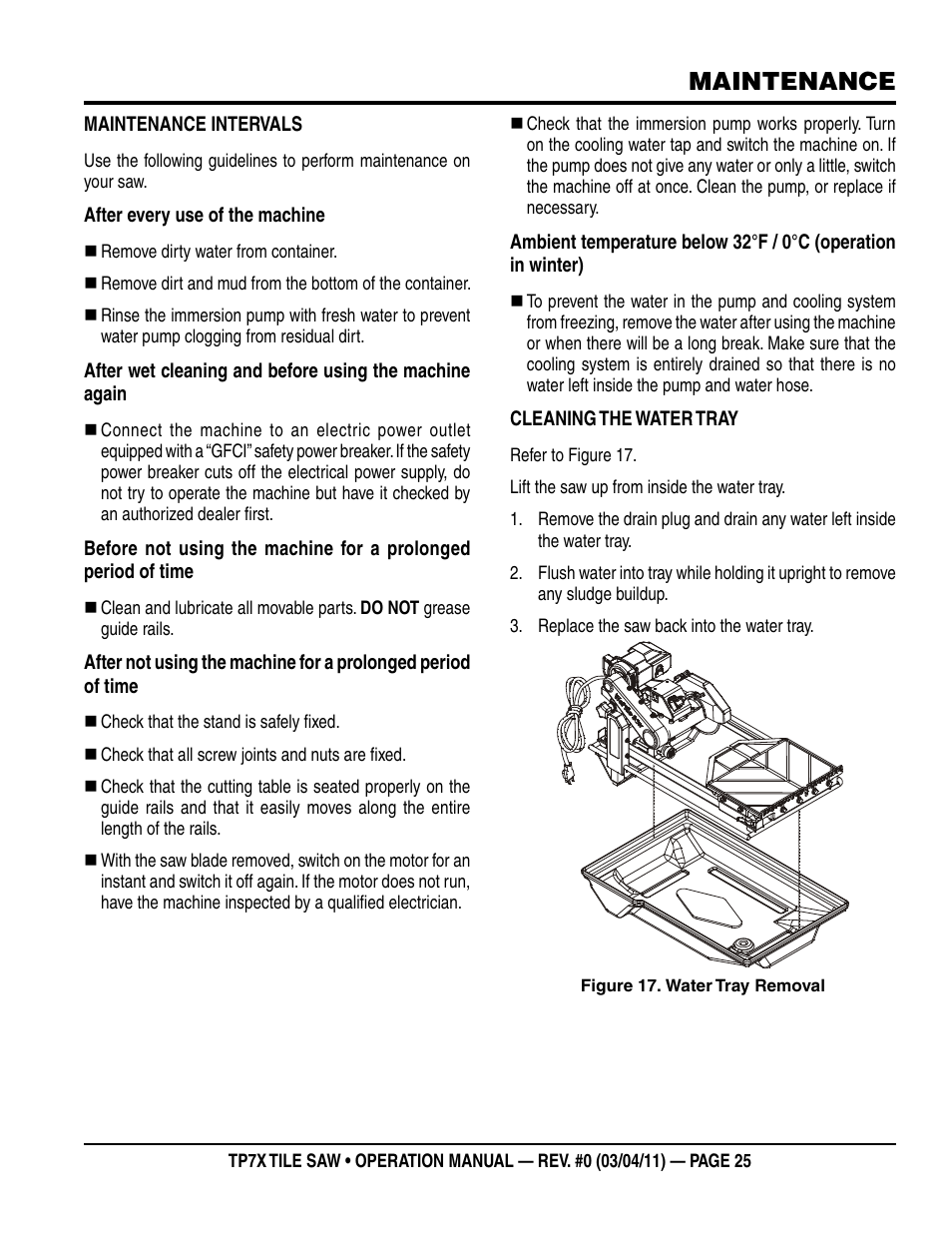 Maintenance | Multiquip TP7X User Manual | Page 25 / 32