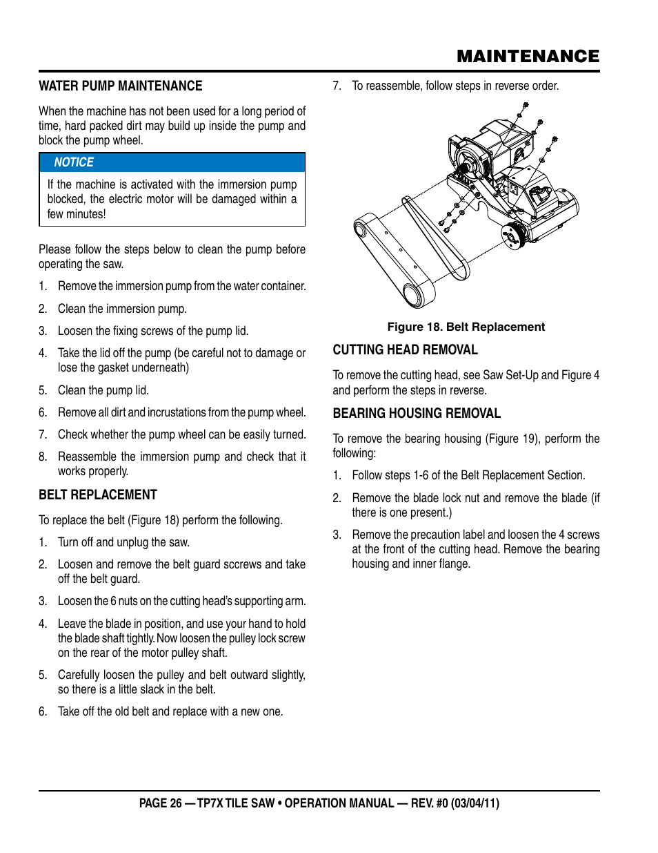 Maintenance | Multiquip TP7X User Manual | Page 26 / 32
