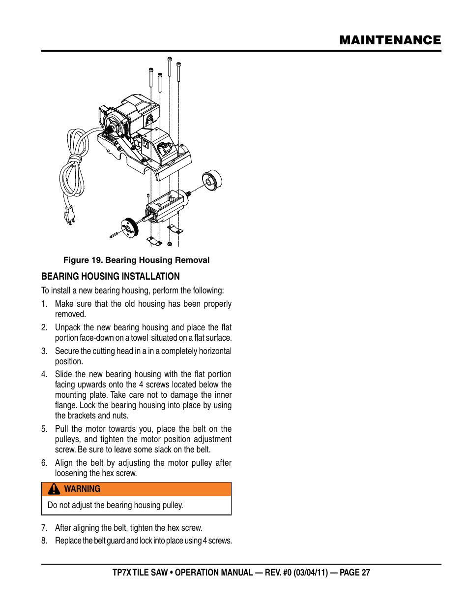Maintenance | Multiquip TP7X User Manual | Page 27 / 32