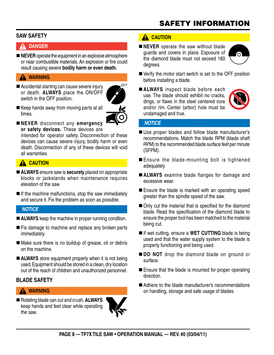 Safety information | Multiquip TP7X User Manual | Page 8 / 32