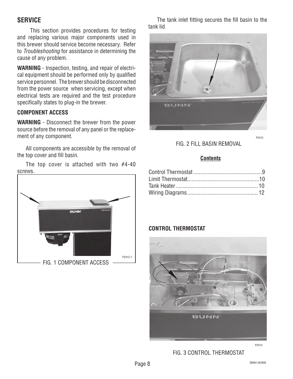 Service | Bunn VPR TC  EN User Manual | Page 8 / 12