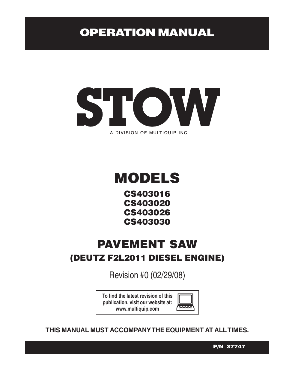 Multiquip CS403030 User Manual | 62 pages