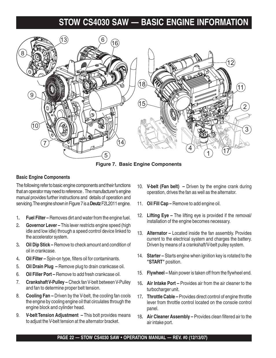 Stow cs4030 saw — basic engine information | Multiquip CS403030 User Manual | Page 22 / 62