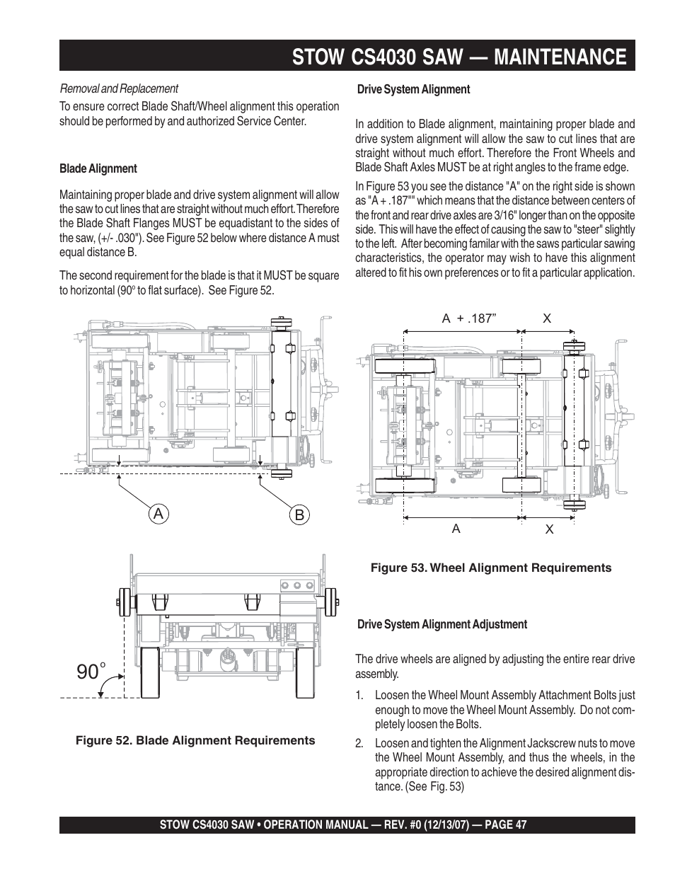 Stow cs4030 saw — maintenance | Multiquip CS403030 User Manual | Page 47 / 62