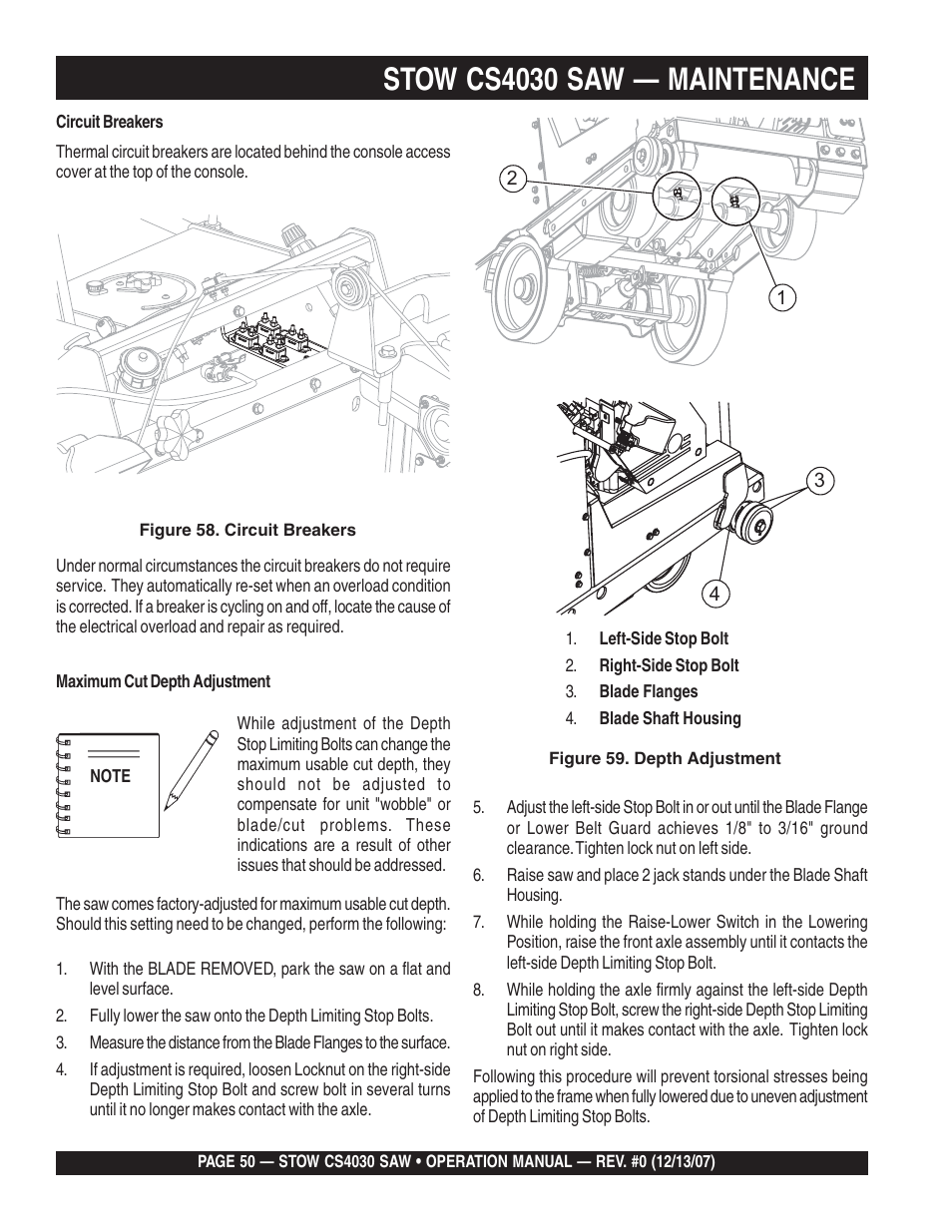 Stow cs4030 saw — maintenance | Multiquip CS403030 User Manual | Page 50 / 62