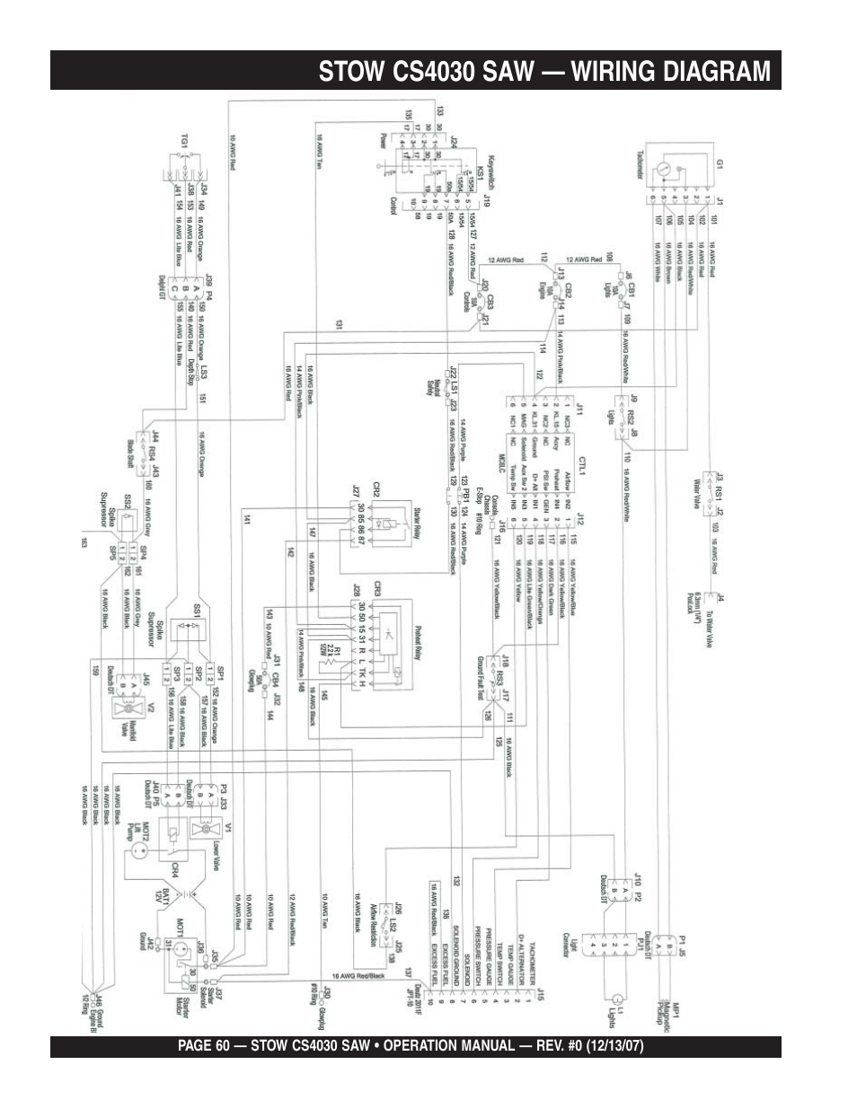 Stow cs4030 saw — wiring diagram | Multiquip CS403030 User Manual | Page 60 / 62