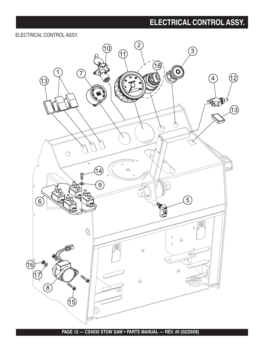 Electrical control assy | Multiquip CS403030 User Manual | Page 12 / 66