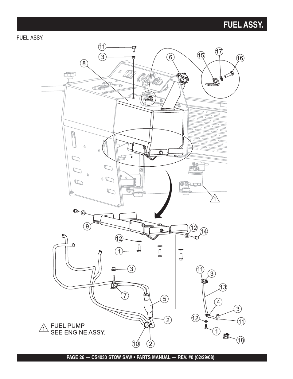 Fuel assy | Multiquip CS403030 User Manual | Page 26 / 66