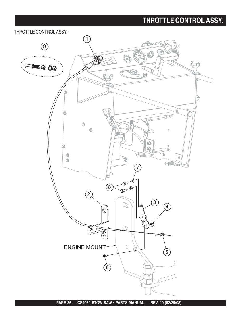 Throttle control assy | Multiquip CS403030 User Manual | Page 36 / 66