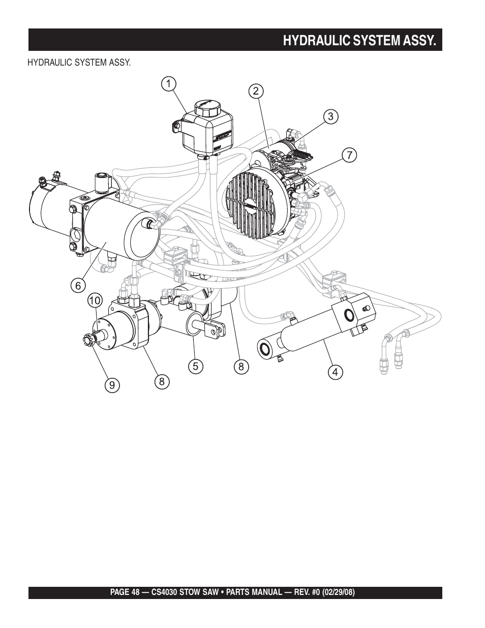 Hydraulic system assy | Multiquip CS403030 User Manual | Page 48 / 66