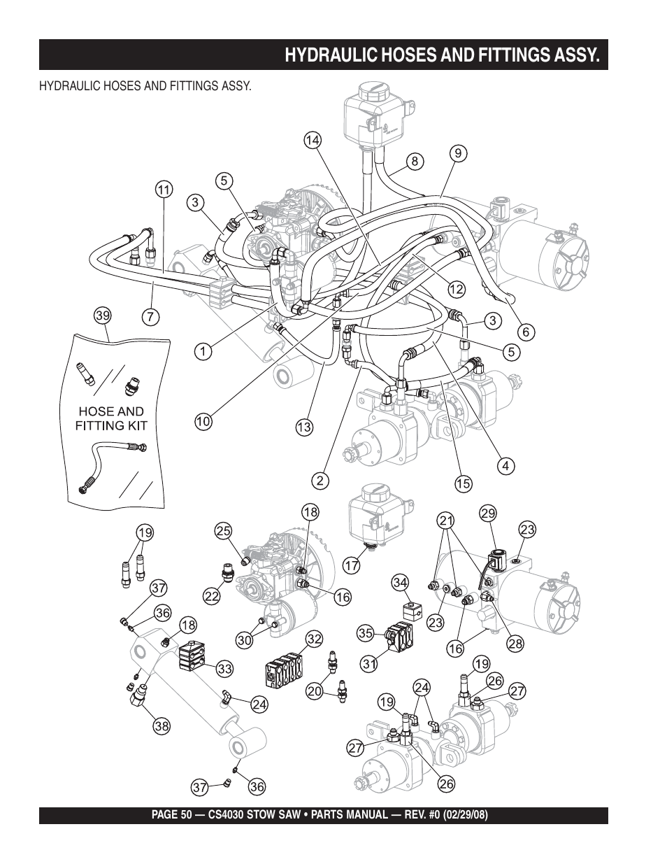 Hydraulic hoses and fittings assy | Multiquip CS403030 User Manual | Page 50 / 66