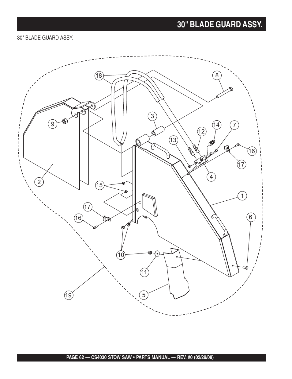 30" blade guard assy | Multiquip CS403030 User Manual | Page 62 / 66
