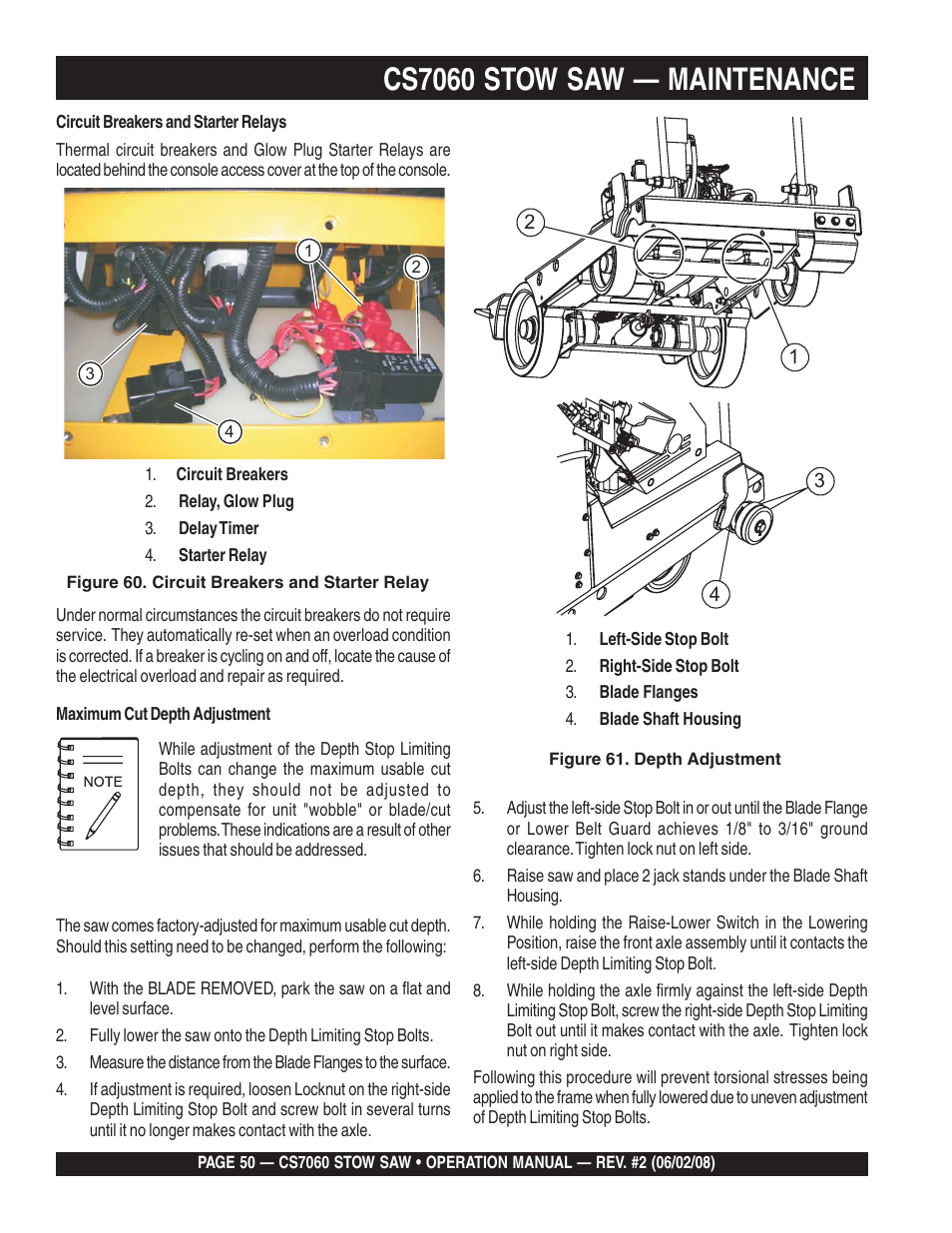 Cs7060 stow saw — maintenance | Multiquip CS706036 User Manual | Page 50 / 66