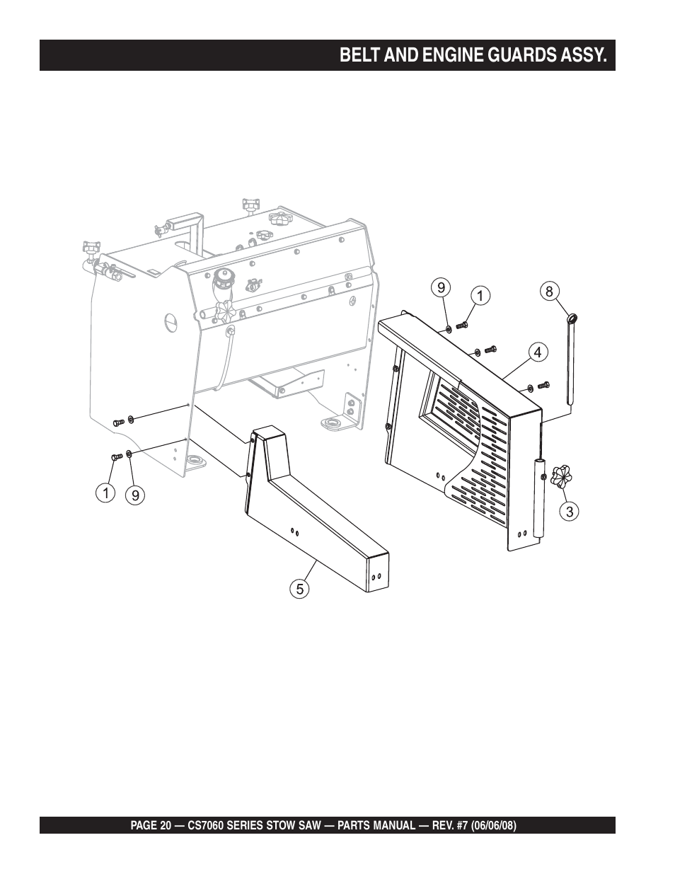Belt and engine guards assy | Multiquip CS706036 User Manual | Page 20 / 82