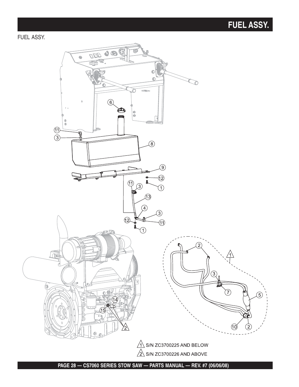 Fuel assy | Multiquip CS706036 User Manual | Page 28 / 82