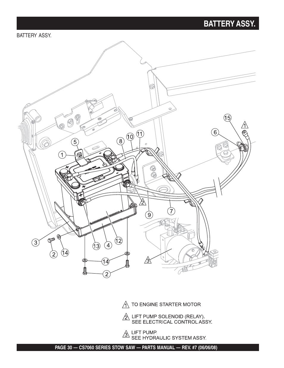 Battery assy | Multiquip CS706036 User Manual | Page 30 / 82