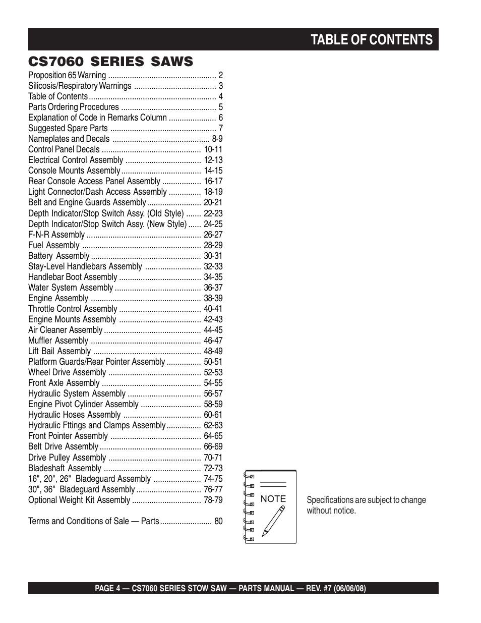 Multiquip CS706036 User Manual | Page 4 / 82