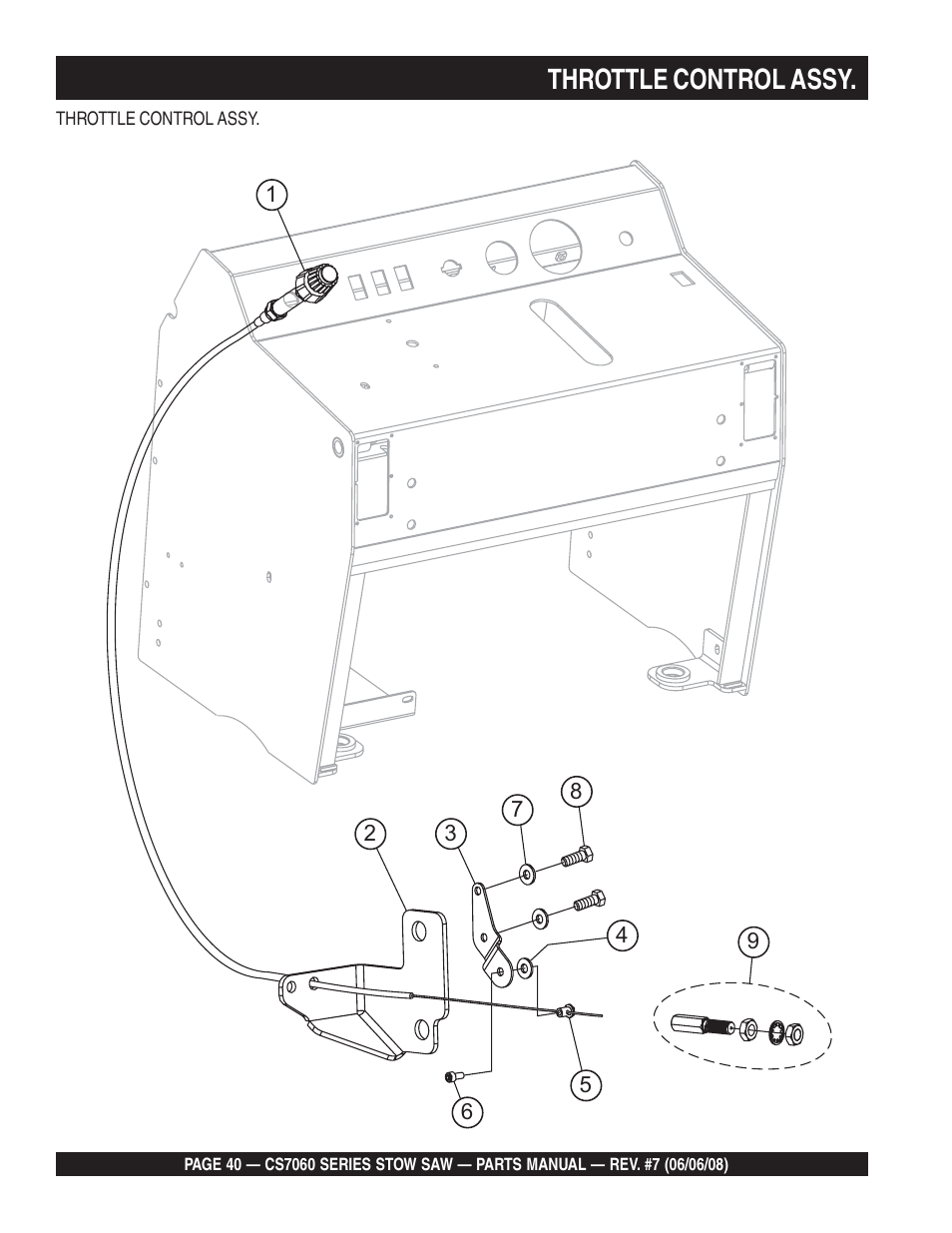 Throttle control assy | Multiquip CS706036 User Manual | Page 40 / 82