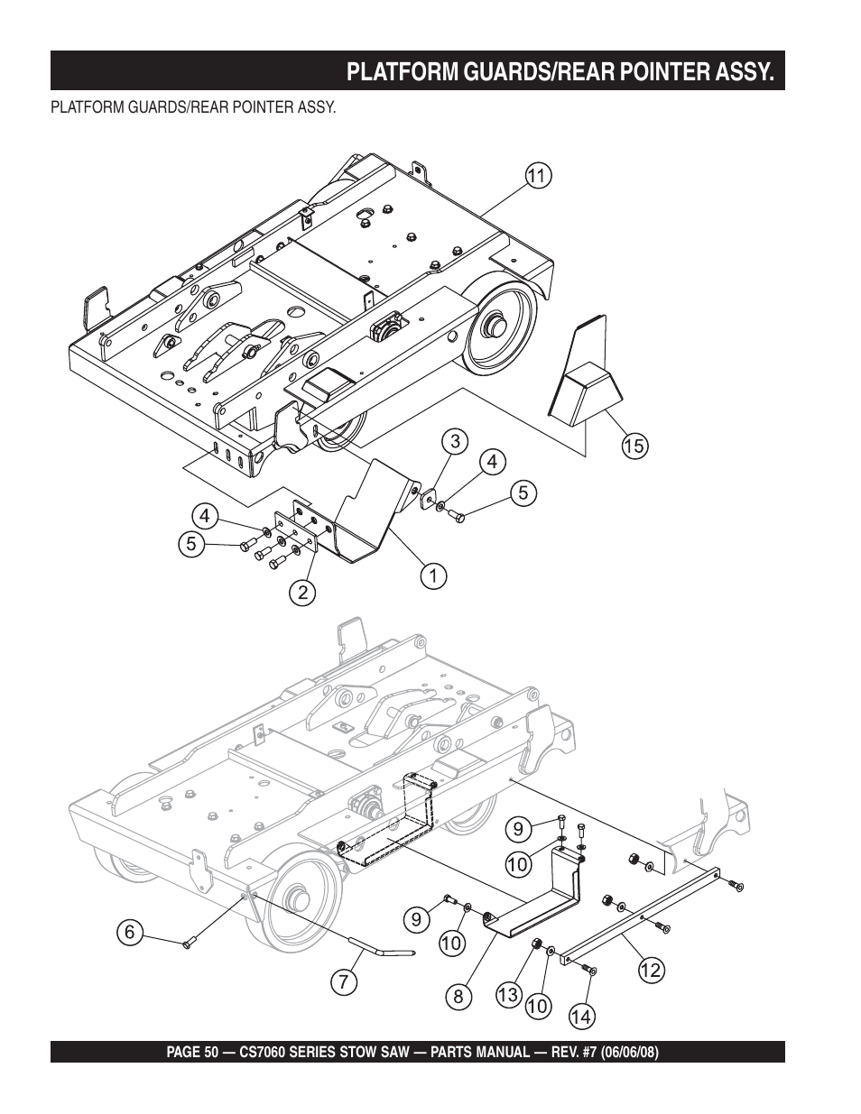 Platform guards/rear pointer assy | Multiquip CS706036 User Manual | Page 50 / 82