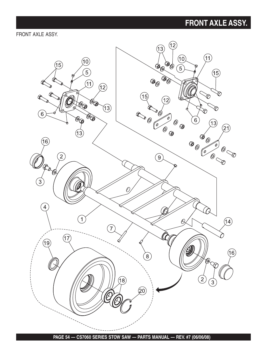 Front axle assy | Multiquip CS706036 User Manual | Page 54 / 82