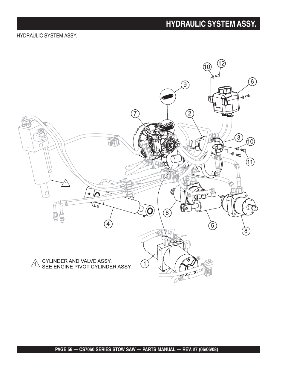 Hydraulic system assy | Multiquip CS706036 User Manual | Page 56 / 82