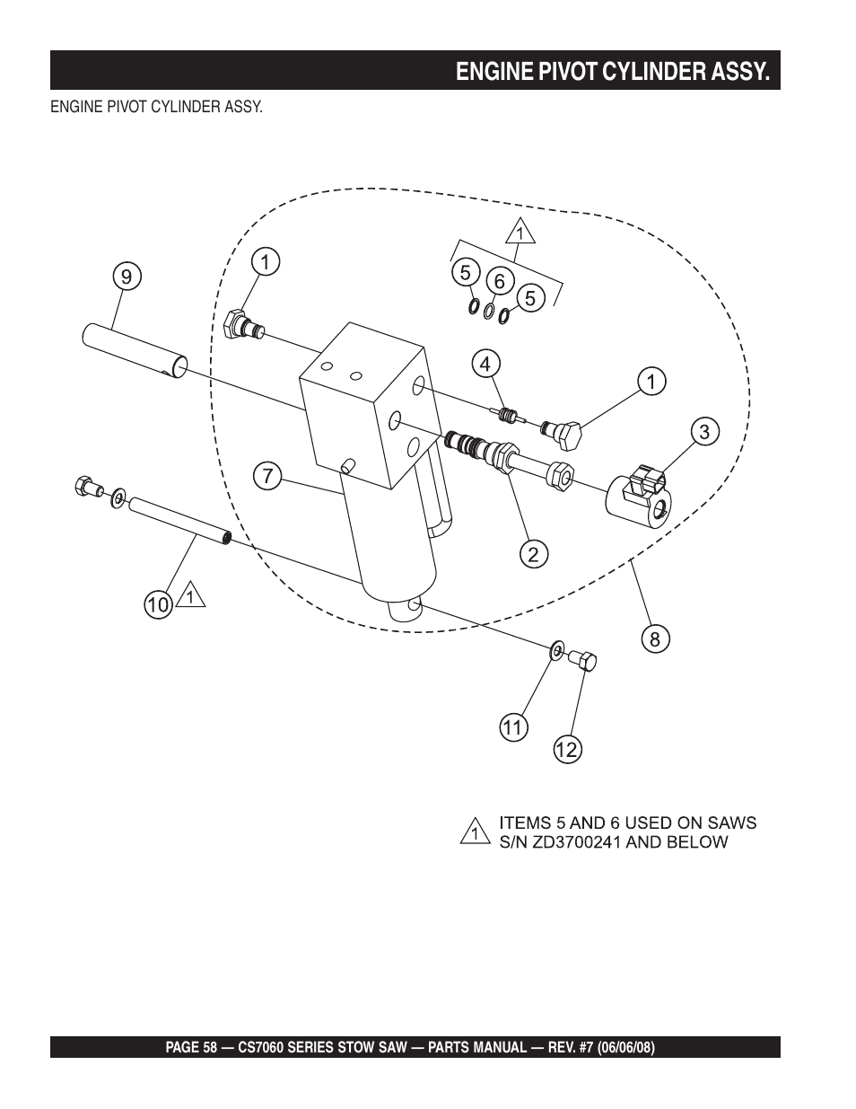 Engine pivot cylinder assy | Multiquip CS706036 User Manual | Page 58 / 82