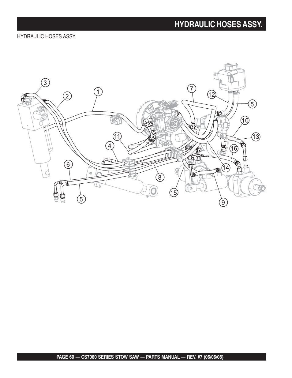 Hydraulic hoses assy | Multiquip CS706036 User Manual | Page 60 / 82