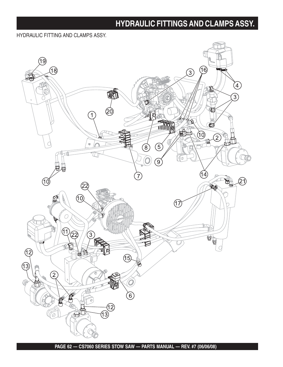 Hydraulic fittings and clamps assy | Multiquip CS706036 User Manual | Page 62 / 82