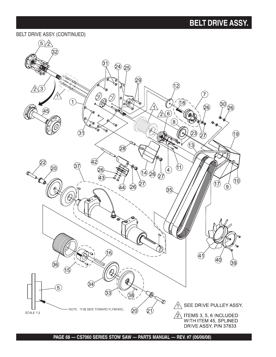 Belt drive assy | Multiquip CS706036 User Manual | Page 68 / 82