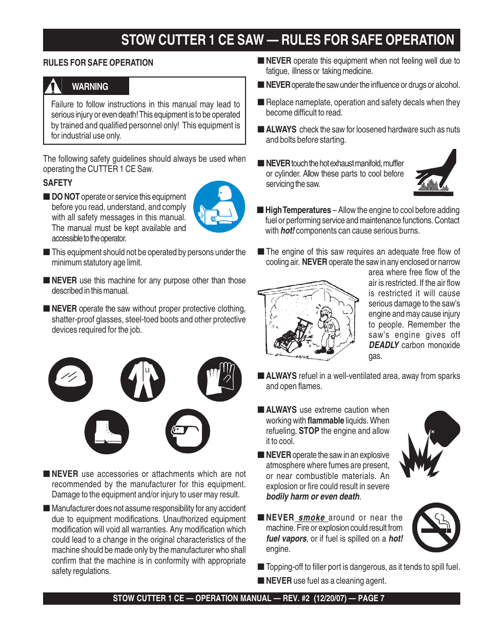 Stow cutter 1 ce saw — rules for safe operation | Multiquip CD6CE13H18 User Manual | Page 7 / 34