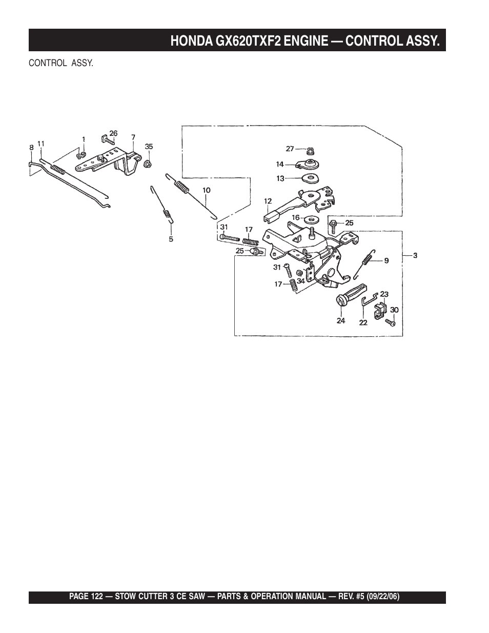 Honda gx620txf2 engine — control assy | Multiquip CS8CE20H20 User Manual | Page 122 / 158