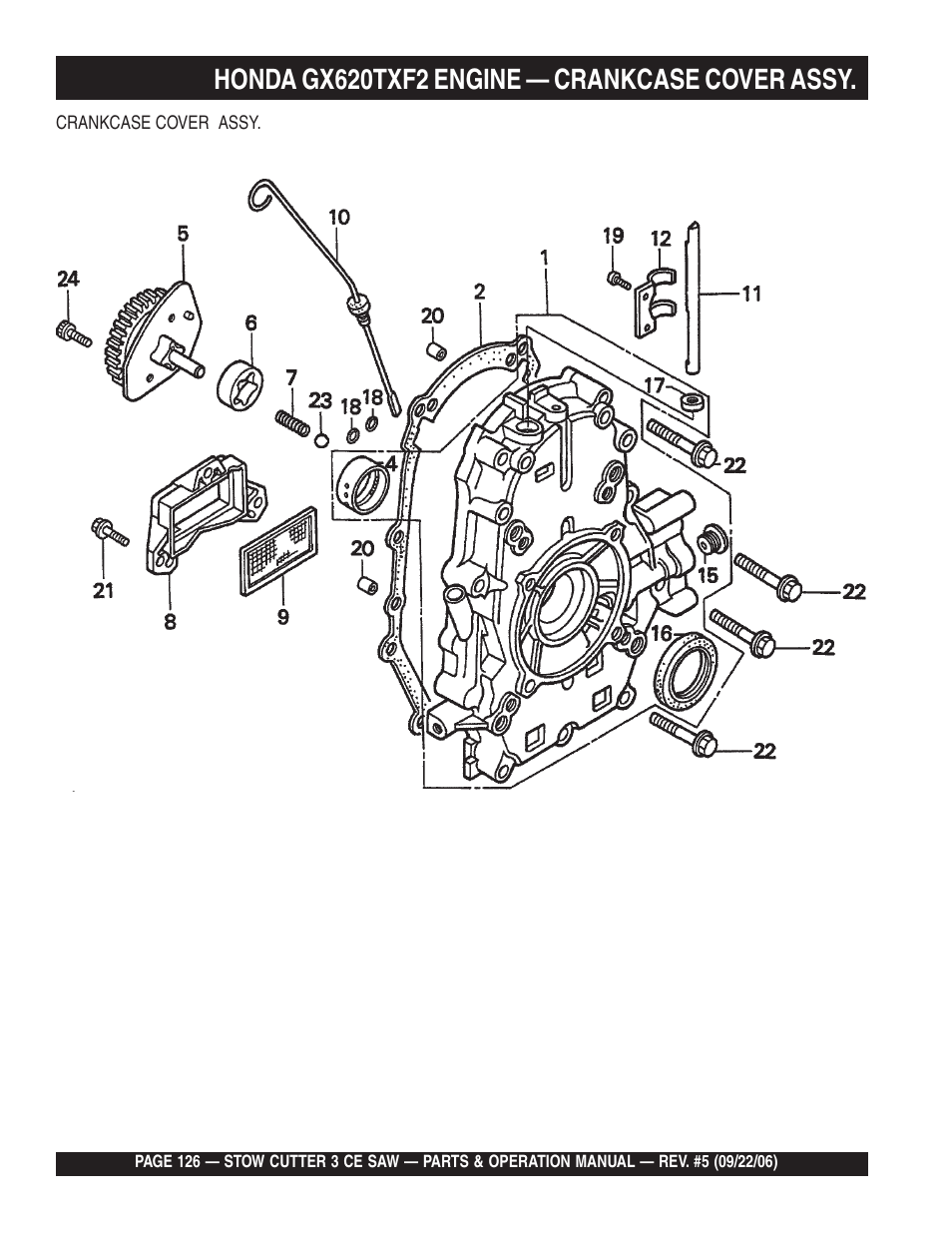 Honda gx620txf2 engine — crankcase cover assy | Multiquip CS8CE20H20 User Manual | Page 126 / 158