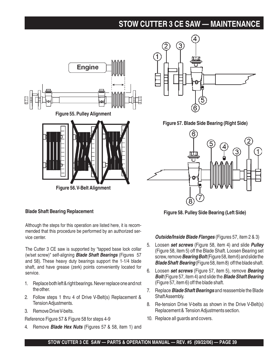 Stow cutter 3 ce saw — maintenance | Multiquip CS8CE20H20 User Manual | Page 39 / 158