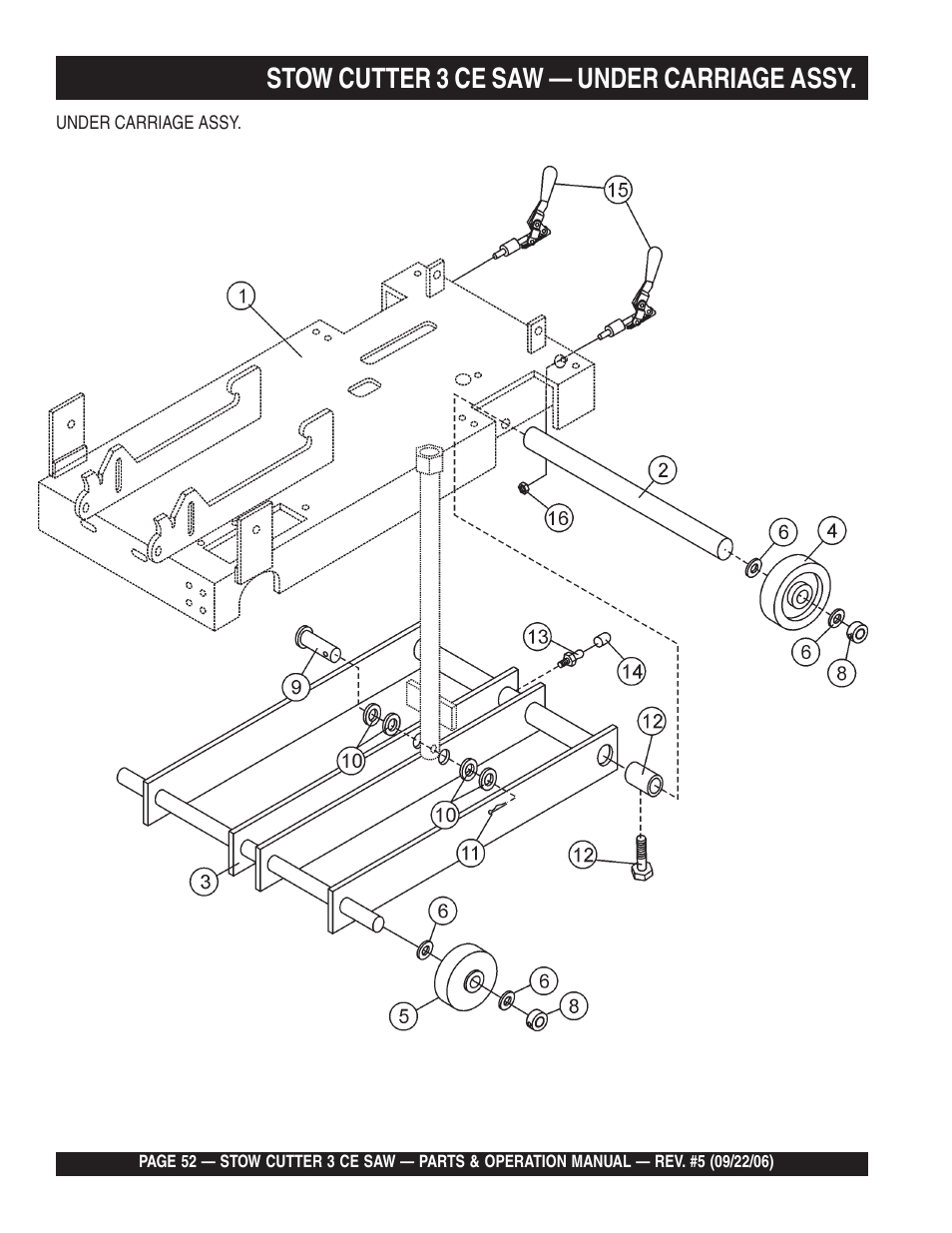 Stow cutter 3 ce saw — under carriage assy | Multiquip CS8CE20H20 User Manual | Page 52 / 158