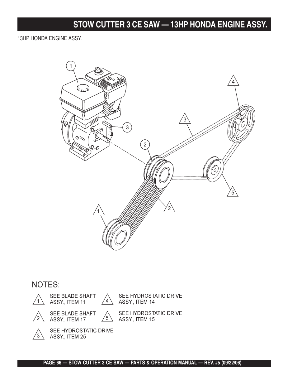 Stow cutter 3 ce saw — 13hp honda engine assy | Multiquip CS8CE20H20 User Manual | Page 66 / 158