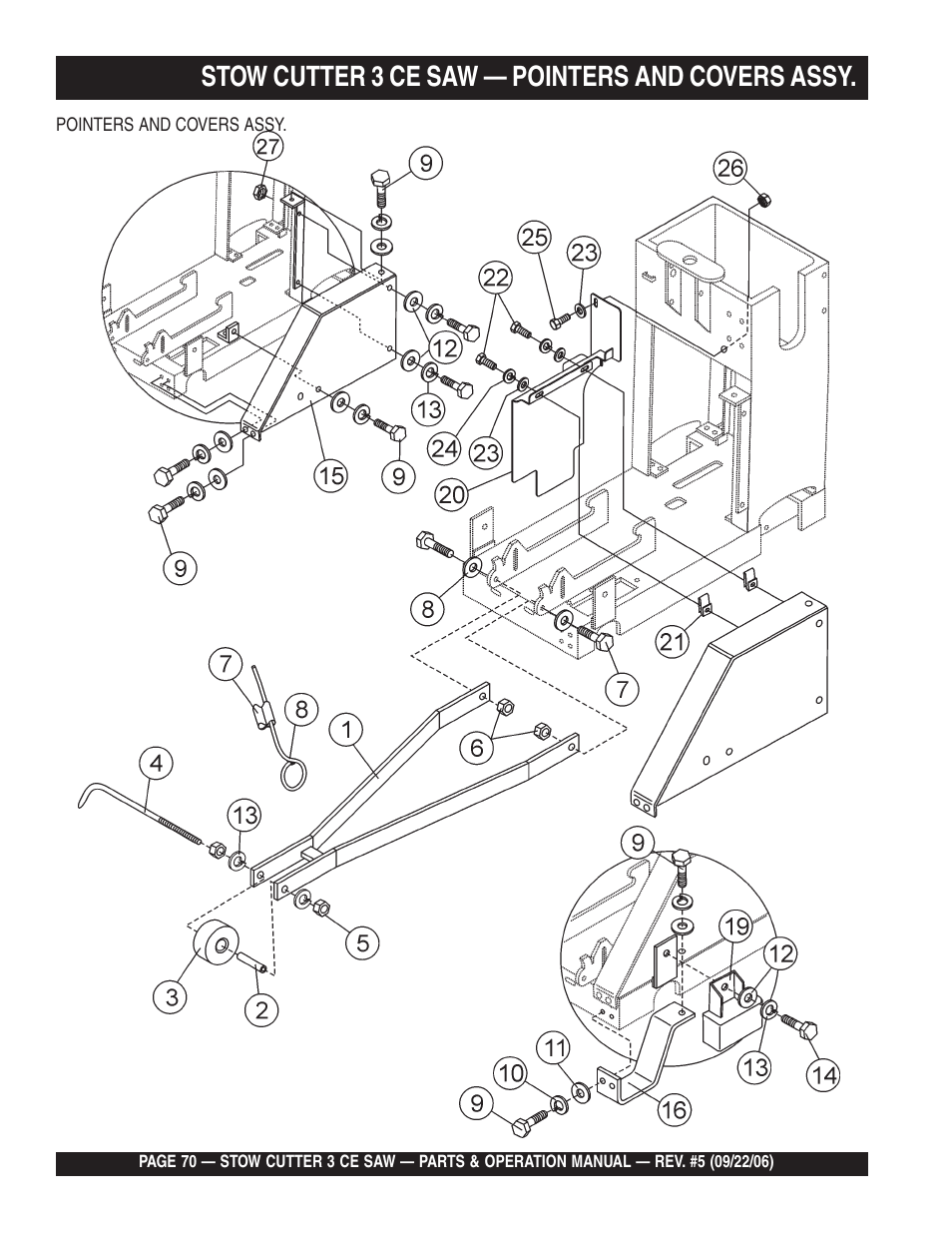 Stow cutter 3 ce saw — pointers and covers assy | Multiquip CS8CE20H20 User Manual | Page 70 / 158