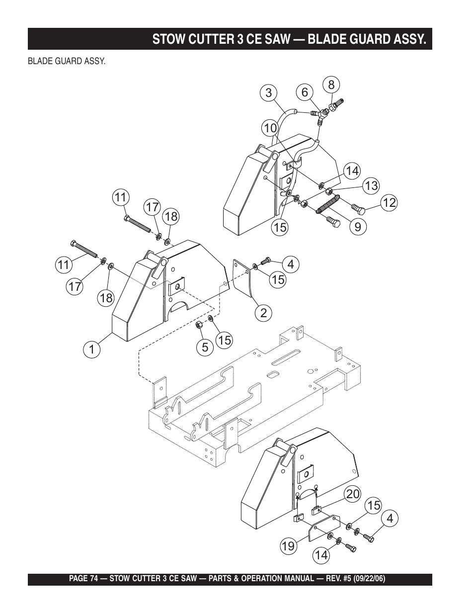 Stow cutter 3 ce saw — blade guard assy | Multiquip CS8CE20H20 User Manual | Page 74 / 158