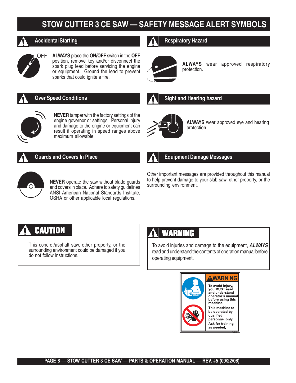 Cauti, Cauti caution, Warning | Multiquip CS8CE20H20 User Manual | Page 8 / 158