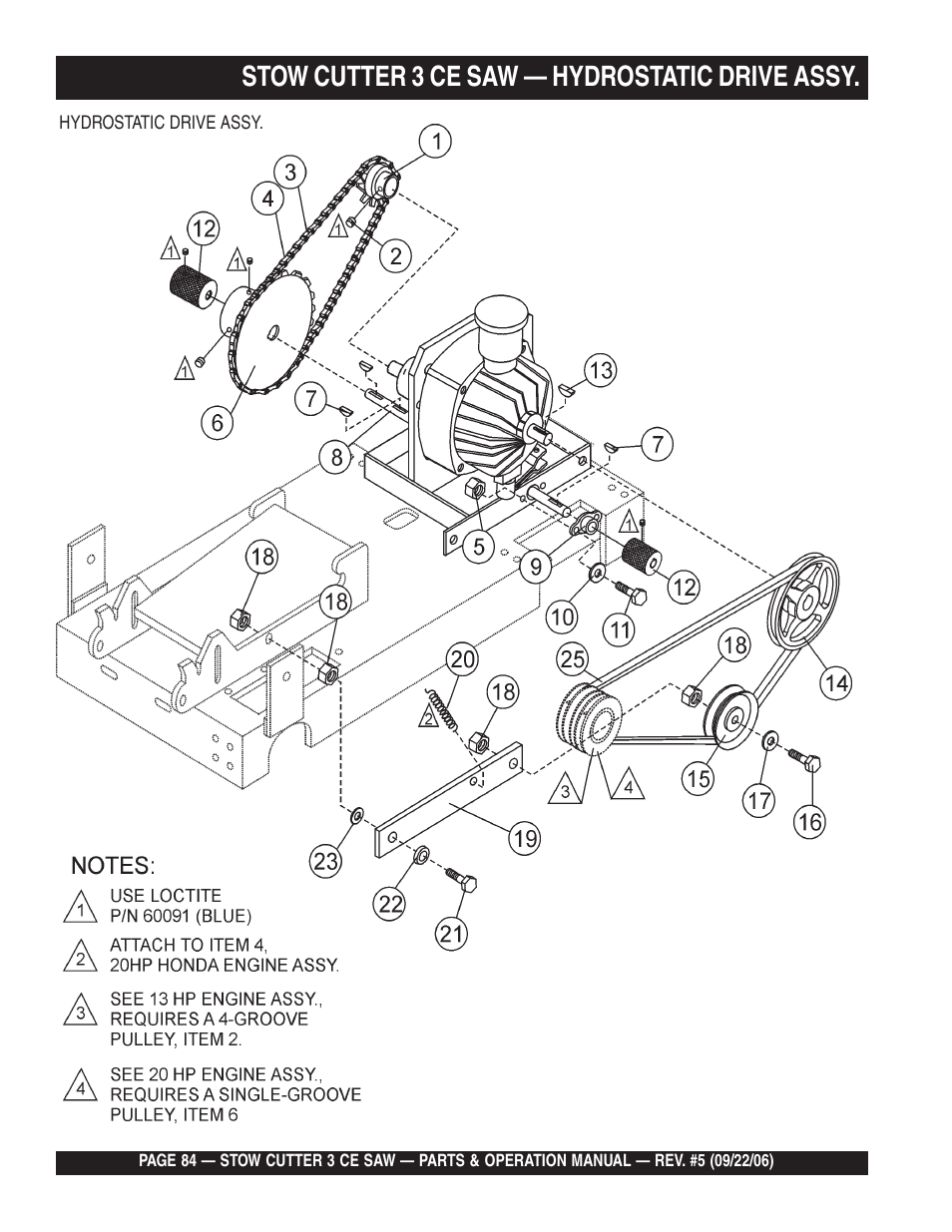 Stow cutter 3 ce saw — hydrostatic drive assy | Multiquip CS8CE20H20 User Manual | Page 84 / 158