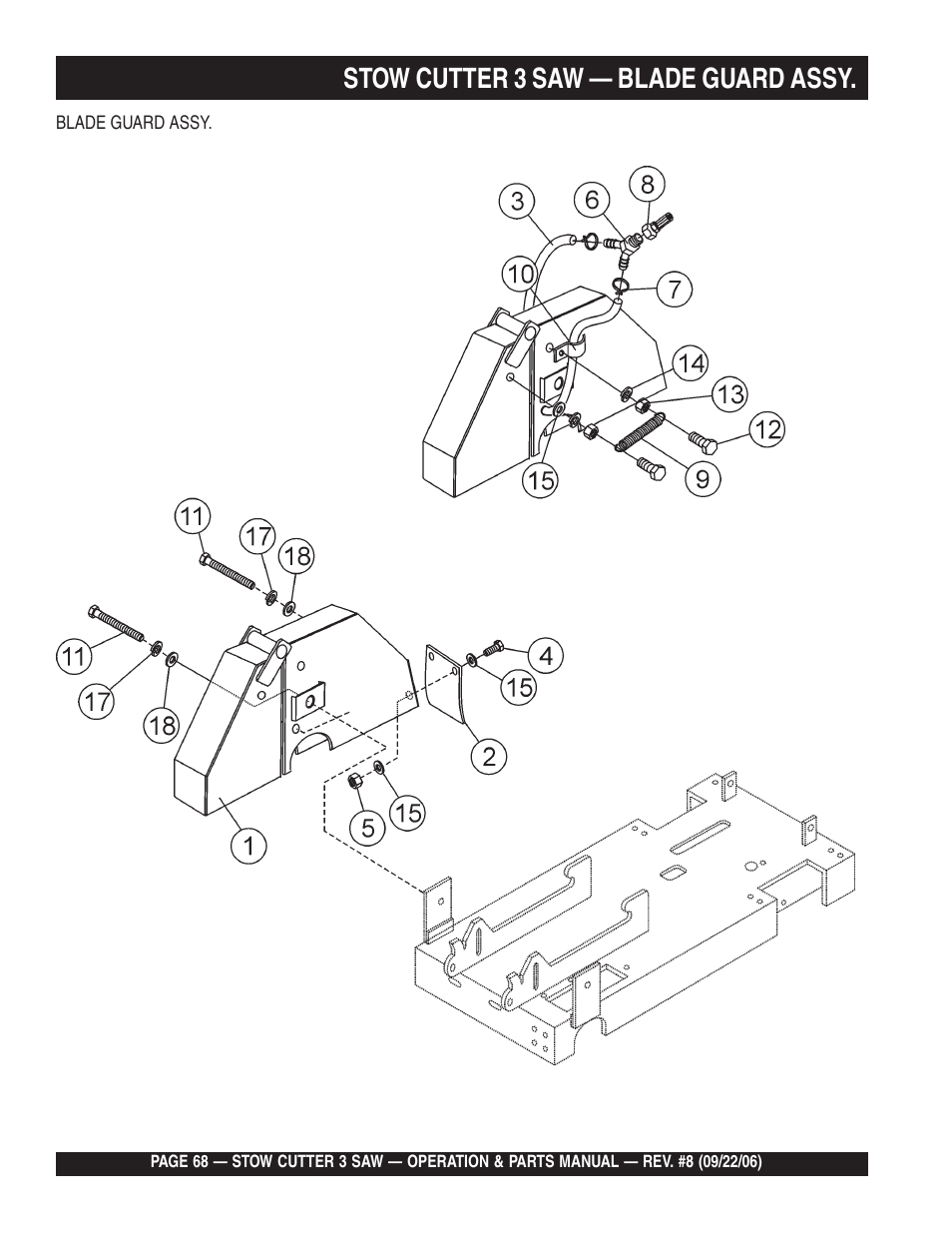 Stow cutter 3 saw — blade guard assy | Multiquip CS820H20 User Manual | Page 68 / 152