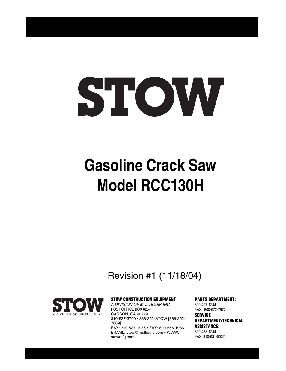 Multiquip RCC130H User Manual | 60 pages
